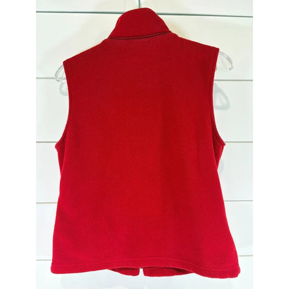 Express Women's Medium Red Fleece Full Zip Camping Travel Hiking Fall Vest